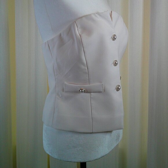 Dynamite Strapless Button Coset Top - Cream, Size M - Picture 4 of 5